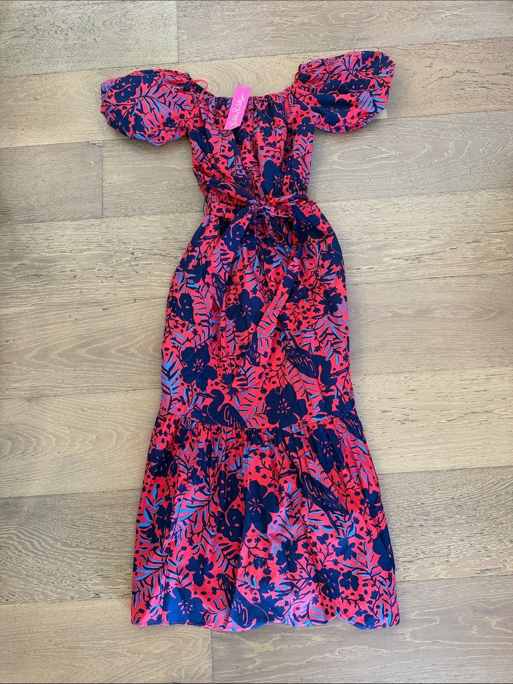 Lilly Pulitzer One-Shoulder Floral Maxi Dress - Pink & Navy